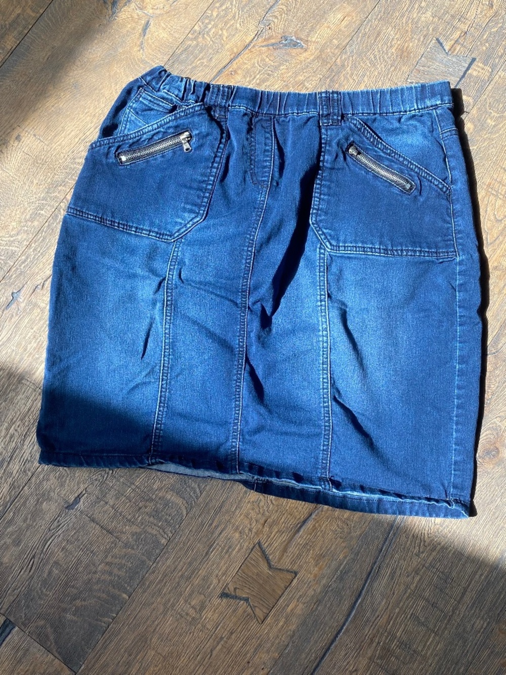 Penningtons Coquette et Coquine Elastic Waist Denim Skirt Zipper Pockets